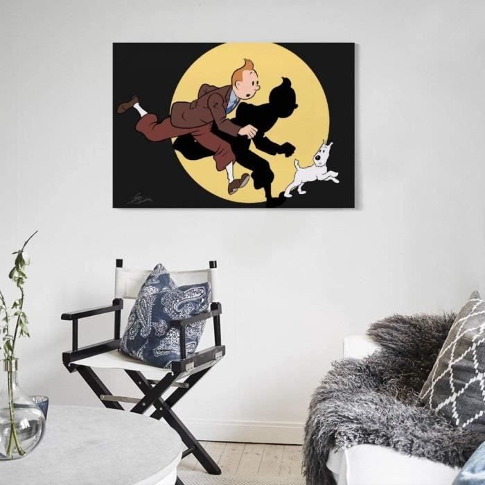 Peinture Sur Toile Les Aventures De Tintin, Tableau Mural, Affiche De  Tintin, Impression Artistique, Décoration De Chambre D'Enfant, Dessin Animé  40*40cm