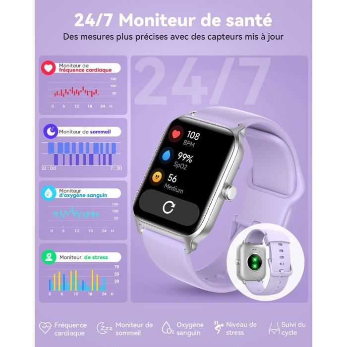 Montre Connectée Femme avec Appel Bluetooth, Alexa intégrée 1.8 Montre