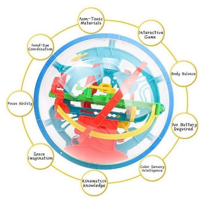 Xuanheng Balle Labyrinthe 3D Jouet Éducatif Défis Jeux Activité Imagination Jouet Éducatif Bleu
