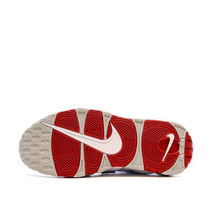 Baskets Nike AIR MORE UPTEMPO 96 Homme Blanc Rouge Cuir et Synthetique Lacets 41 EU
