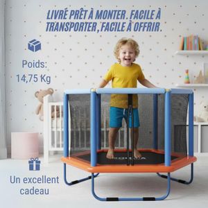 Hofuton 5FT Trampoline Avec Filet De Sécurité, Tapis De Saut, Tapis De Saut Tapis De Securite Mini Trampolines Pour Enfants Interieur Ou Exterieur Bleu 75612027