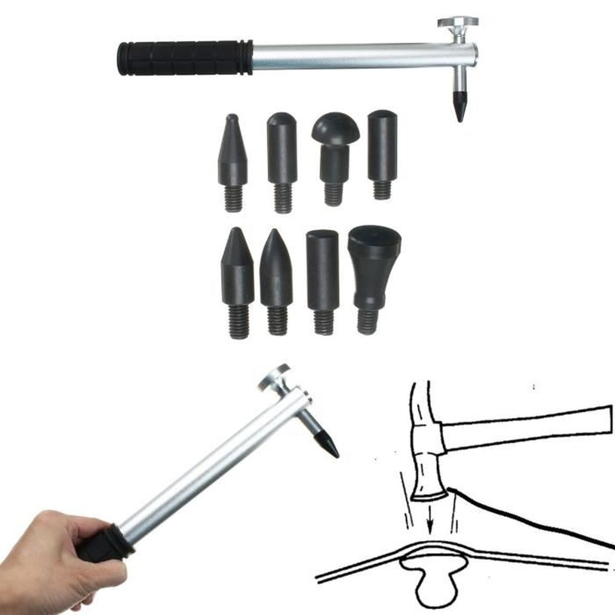Kit Débosselage Sans Peinture CYGOODS 89 Pièces - Outils Réparation Bosse Carrosserie Acier
