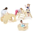 Jouet d'Escalade en Bois - DREAMADE - Pliable - 7 en 1- Toboggan Double Face - Table/Triangle pour Enfant - Naturel