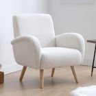 WAHSON OFFICE CHAIRS Wahson Fauteuil de Salon Moderne d'Adulte en Bouclette Fauteuil Chambre avec Pied Bois, Fauteuil Scandinave Rembourré, Blanc