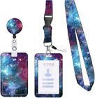 ALFOYU Porte Badge avec Cordon,Tour de Cou Badge avec Porte-Cartes,Porte Badge Enrouleur,Strap Neck avec Swivel Lobster Clasp(étoile