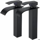YZMRBDQC 2PCS Robinet Lavabo Cascade Noir Bec Haut Moderne Mitigeur Robinet Salle Bain pour Vasque à Poser Robinetterie Convient pour le
