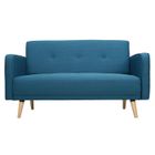 Miliboo - Canapé scandinave 2 places en tissu bleu canard et bois clair ULLA