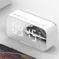 Réveil,Bluetooth LED réveil avec Radio FM sans fil Bluetooth haut-parleur miroir affichage Support Subwoofer musique - Type WHITE