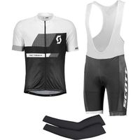 Vêtements Cyclisme Pro Homme Tenue Cycliste Manche Courte Jerseys VTT et Cuissard à Bretelle avec 9D Coussin Gel A6-L