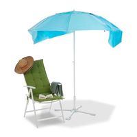 Relaxdays Parasol, abri de plage, Protection anti UV, Jardin, Terrasse, Avec sac de transport, Toile HxD 210x180cm, bleu