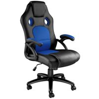 TECTAKE Chaise de Bureau Design Gamer TYSON - Confortable - Hauteur Réglable - Inclinable - Pivotante - Noir/Bleu