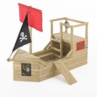 Montez À Bord Du Bateau Pirate En Bois Galléon Grâce À Sa Passerelle Et Partez Pour De Nouvelles Aventures.
