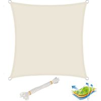WOLTU Voile d’ombrage carré en polyester, protection contre le soleil avec protection UV pour jardin ou camping,2x2 m, Crème