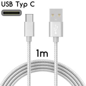 CÂBLE TÉLÉPHONE Cable de charge Rapide USB Type C nylon  Argent pour OnePlus Nord 2T 5G  6.43