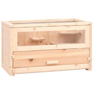 vidaXL Cage à hamster 60x30x35 cm bois massif de sapin, maison pour hamster, cage à rat, cage à gerbille, cage à souris, 172377