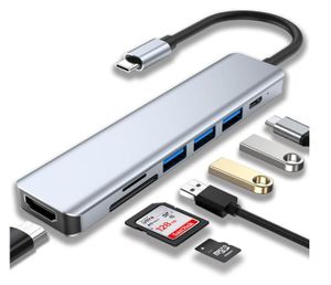 Hub USB-C 7-en-1 Avec HDMI 4K 60Hz, 3 Ports USB 3.0, Charge 100W, Lecteur SD/TF - Câble Silicone 20cm, Pour PC, Tablette, Smartphone