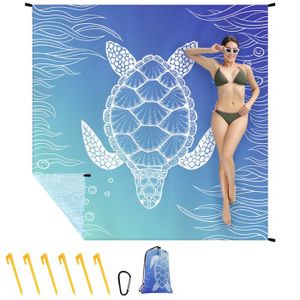 Tapis De Plage Pique-nique Isopho Anti-sable Géant 274x243 Cm - Avec Sac Et 4 Piquets