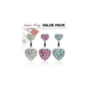 14ga Court Manche 316 L Acier Chirurgical CZ Gems 5-Pack Belly Button Ring