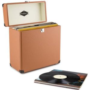Auna Vinylbox Coffret A Vinyles Style Retro En Cuir Boite De