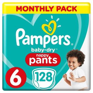 COUCHE Pampers Couches  Baby-Dry Pantalon taille 6, 128 couches culottes, 15+kg, mensuel d'économie d'Lot, Easy-On avec canaux d'air pour