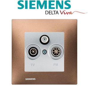 PRISE Siemens - Prise TV FM SAT Silver Delta Viva + Plaque Métal Marron