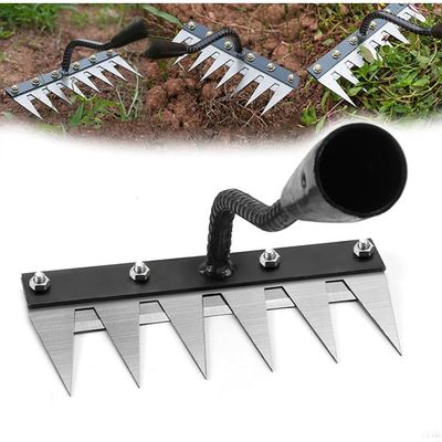 UlisemRateau de Désherbage, Rateau Jardin, Rateau Bertaus, Outillage de Jardin, Râteau de Désherbage de Jardin en Acier Au Carbone, Outil Manuel des Mauvaises Herbes Remover, Griffe de Jardin, 6 Dents