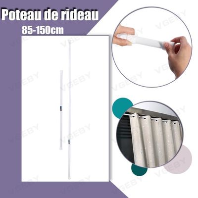Tringle à rideau rétractable (55-90 cm) barre de tension extensible,  adaptée aux rideaux de douche