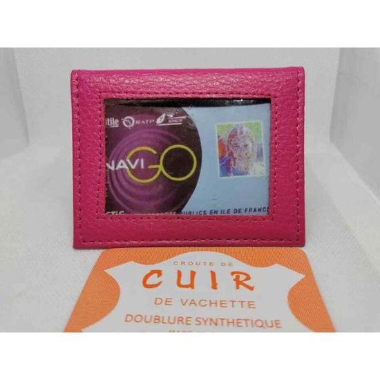 Protege passe navigo cuir vachette 100% leather rangement ticket de metro  carte de transport cuir vachette couleur rose rose - Cdiscount Bagagerie -  Maroquinerie