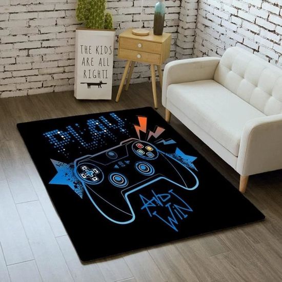 Tapis De Sol Pour Gaming Tapis Gaming Néon Géométrique – Flanelle Douce, Antidérapant, Lavable, Tailles 50x80 à 160x230 Cm Tapis Antidérapant Flanelle Design Néon