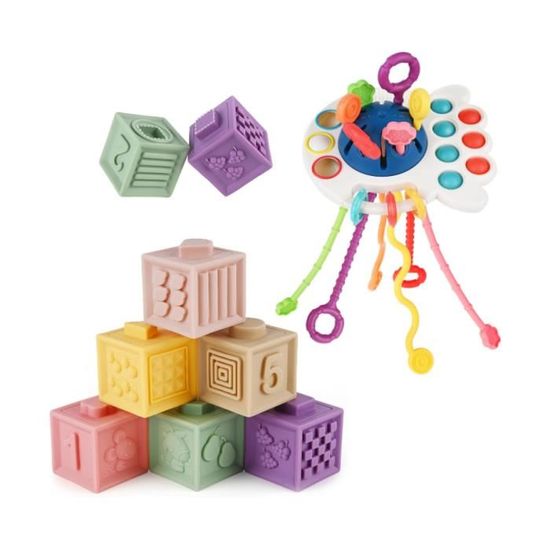 Set De 14 Jouets D'Éveil Pour Bébé 0-12 Mois - Hochets, Anneaux De Dentition Et Chaussettes Grelot | Cadeau Montessori