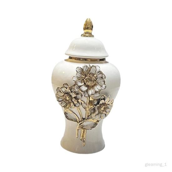 Pot de rangement vintage en céramique avec fleurs peintes à la main - Boîte métallique à couvercle, vers 1970 - France