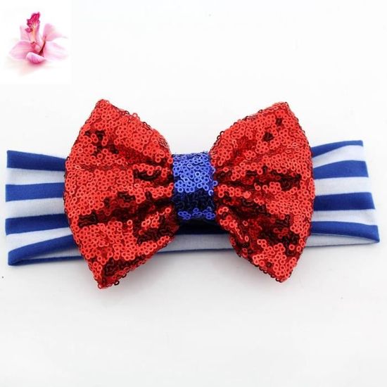 1 Joli Bandeau Bebe Fille Bleu Et Blanc Raye Avec Nœud Bleu Et Rouge Brillant Cdiscount Au Quotidien
