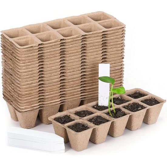 Pots De Fleurs Biodégradables,48 Pièces Pots De Semis Biodégradable De