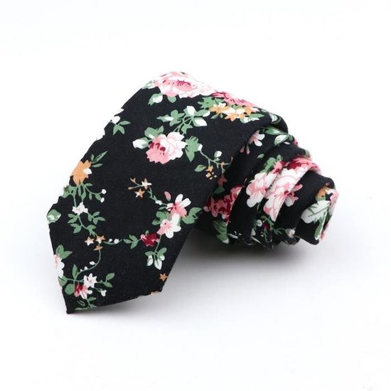 Cravate Fine Florale Pour Homme - Coton, Longueur 145 Cm - Pour Mariage, Quotidien, Cadeau - Plusieurs Motifs