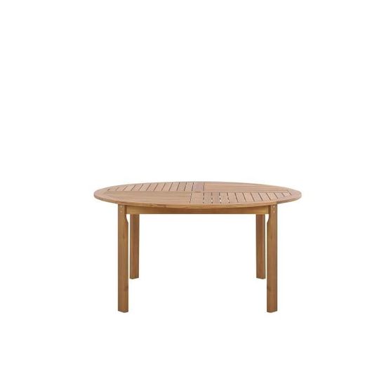 Table de jardin en bois acacia clair - BELIANI - TOLVE - Rond - Extérieur - 4 personnes