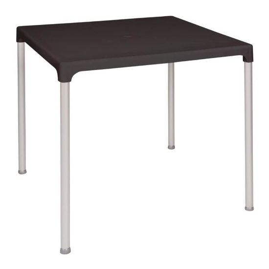 Bolero Table Carre Noir Avec Pieds En Aluminium 750mm Achat