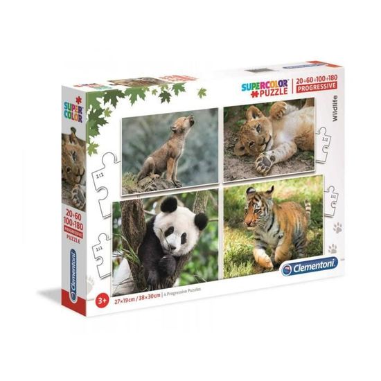 Puzzle Wildlife - Bébés animaux (Bx1) - 100-200 pièces - Clementoni - Enfant - Multicolore