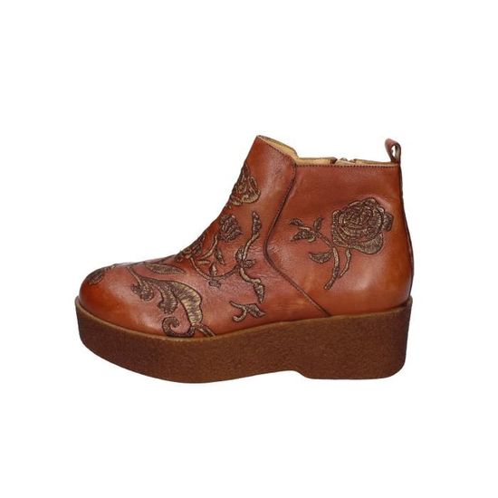 Bottines Femme Talon Compensé – Cuir Véritable – Doublure Fourrure – Imperméable – Plateforme Strass