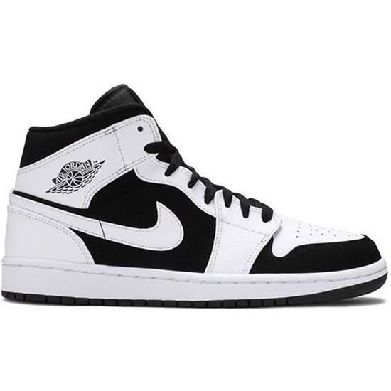 Basket Jordan 1 Mid White Black 554724113 Pour Hommes et Femmes JD1