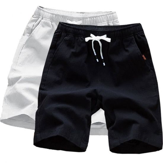 Short Garçon été En Coton - Bermuda élastique Avec Poches, 100% Coton, Tailles 4 à 14 Ans