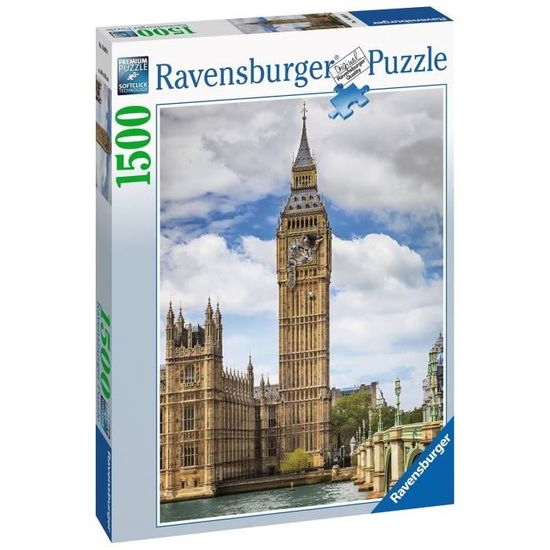 Puzzle 1500 pièces Ravensburger - Drôle de chat sur Big Ben - Animaux - Mixte