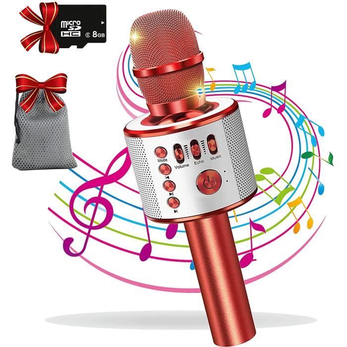 Ankuka Microphone sans Fil Karaoké, Micro Karaoke Enfant avec Lumières LED de Danse, Microphone Bluetooth pour Enfants Fille Garcon pour Fête Chanter