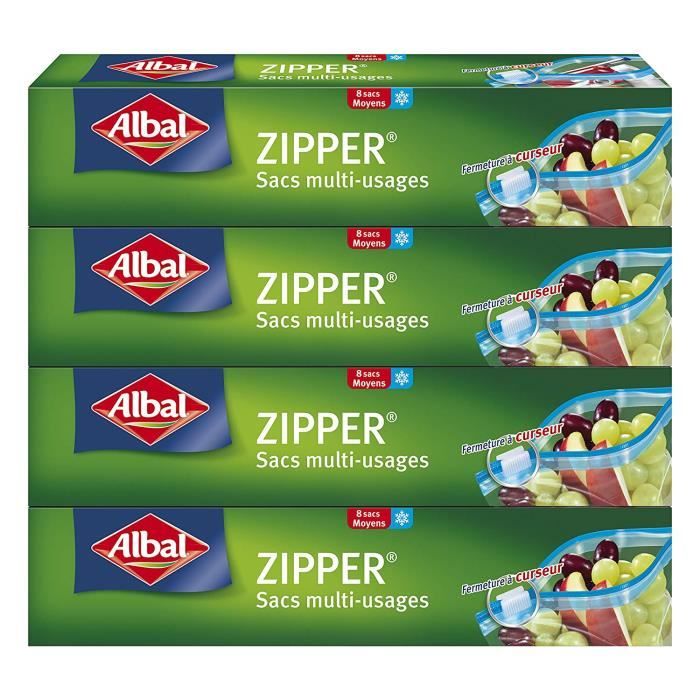 Albal 8 Sacs Multi-Usages, Curseur Zipper, Hermétique, Lot de 4 Boîtes, 3 L - 4008871213099