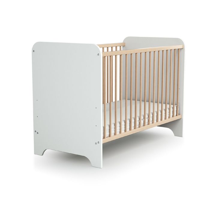 AT4 - Lit bébé 60x120 CARROUSEL - Blanc - Hêtre Verni