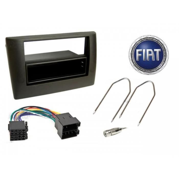 Kit Adaptateur Autoradio 1DIN anthracite Fiat Stilo + ISO + FM + Cles - avec vide-poche