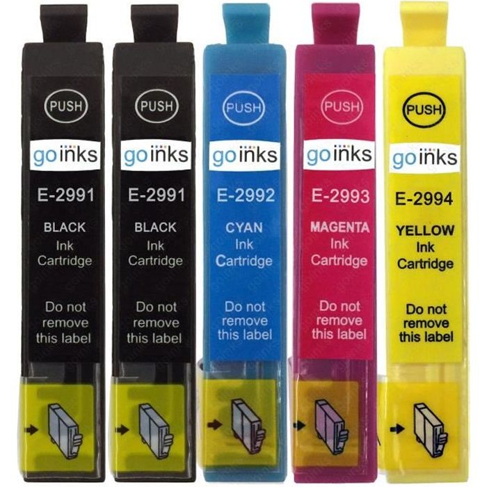 1 Go Inks Ensemble de 4 + Noir Cartouches d'encre à remplacer Epson T2996+2991 (29XL Series) Compatible / non-OEM
