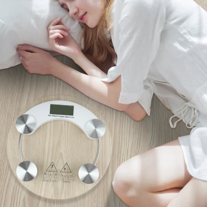 Pèse-personne électronique balance en verre transparent ronde