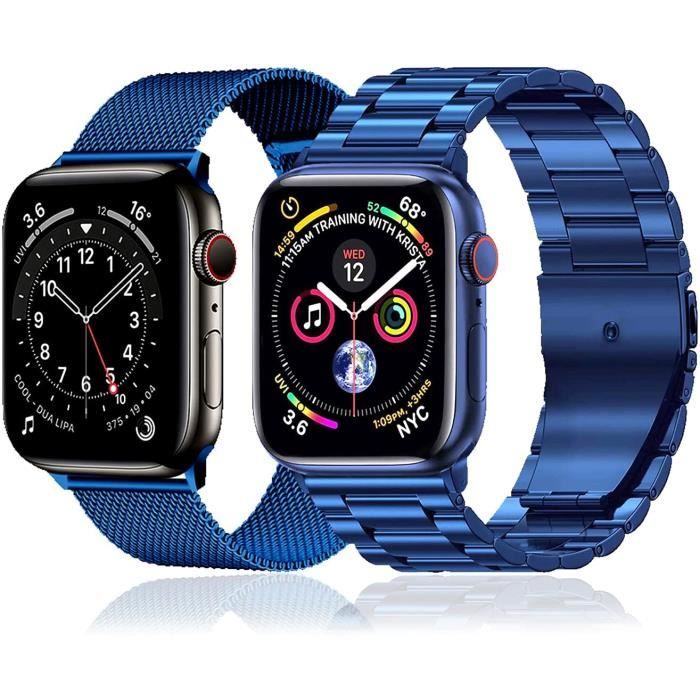 2 Pack Bracelet Compatible avec Bracelet Apple Watch 42/44/45/49mm,en Acier Inoxydable Metal pour iWatch Se Series8,7,6,5,4,3,2,1