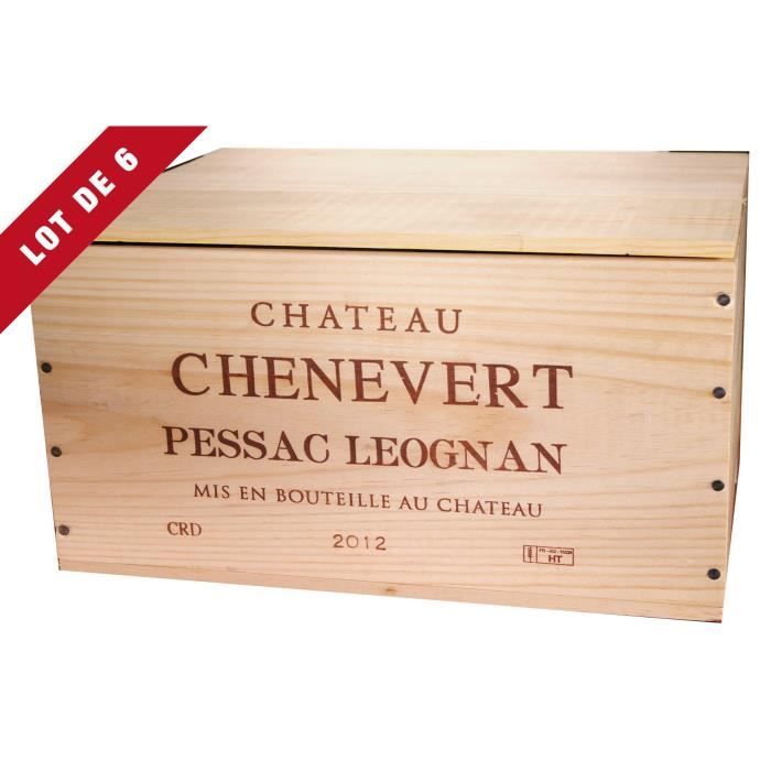 6X La Caisse Bois 6x75cl estampillé Château Chênevert - coffret