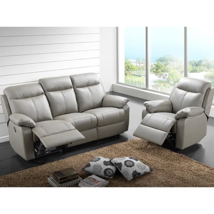 Canapé 3P Relax + Fauteuil électrique Cuir - VYCTOIRE